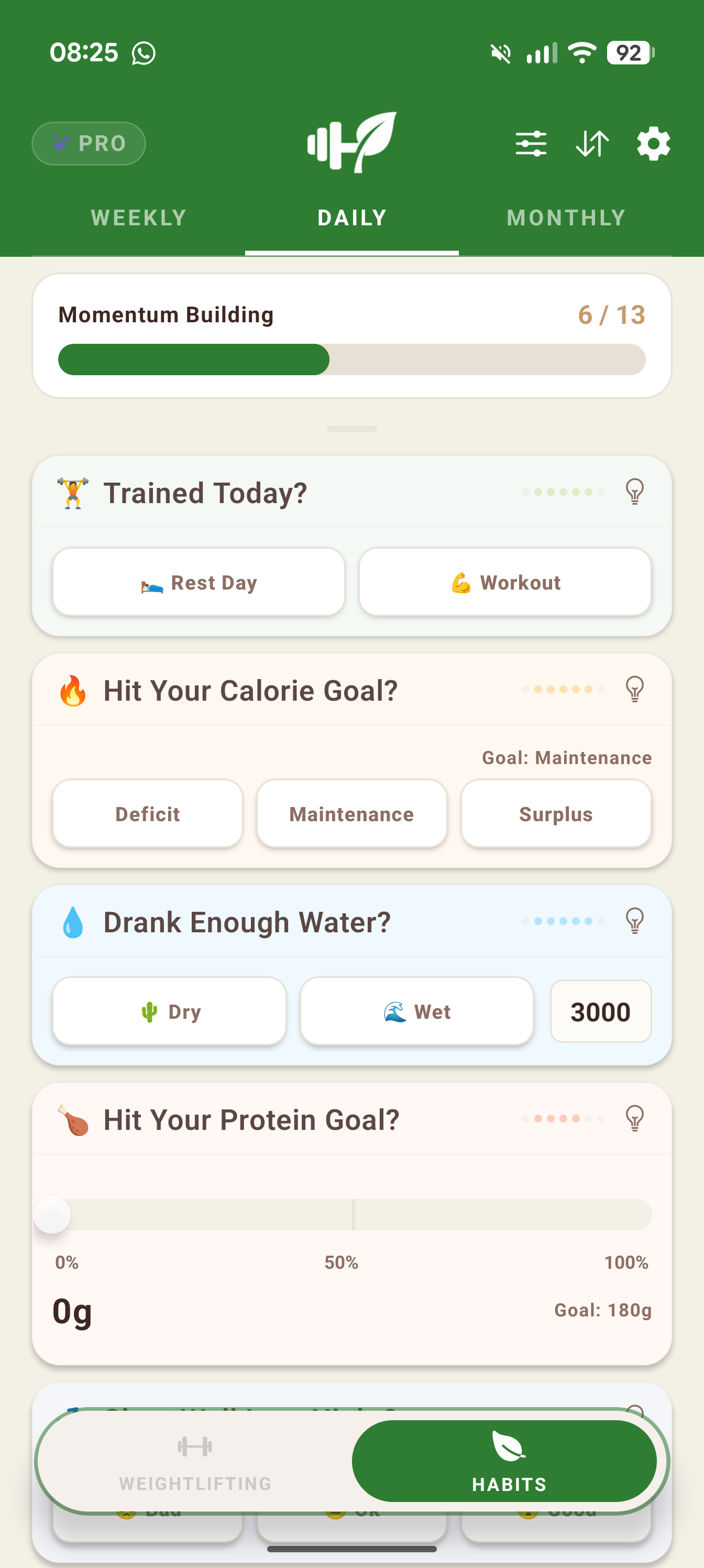 Daily habit tracking checklist with streaks